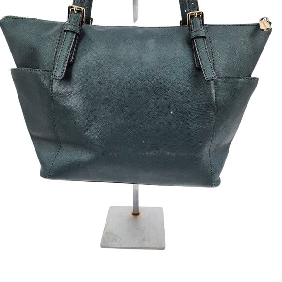 Michael Kors East West Green Jetset Leather Top Zip Handbag Purse Tote - Picture 4 of 8